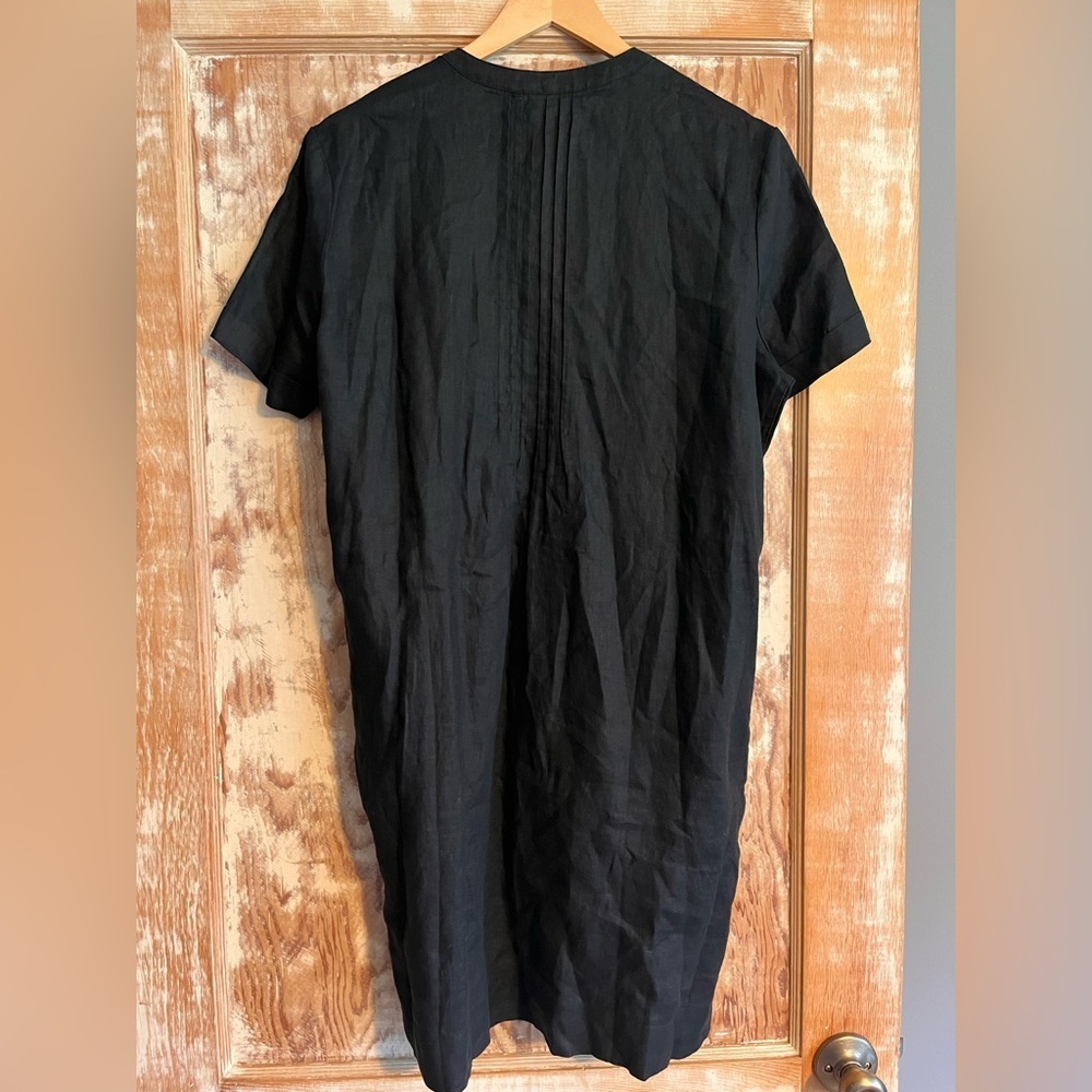 NWT Quince 100% European Linen Short Sleeve Swing Dress, Black - L - Picture 4 of 5